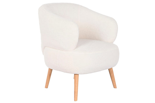 BUTACA POLIESTER MADERA 70X70X80 BORREGUITO BLANCO