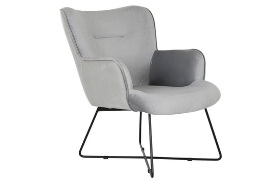 BUTACA POLIESTER METAL 67X81X86 TERCIOPELO GRIS