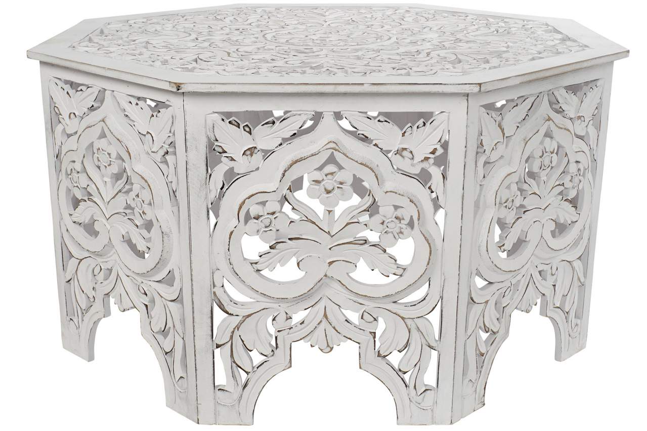 MESA CENTRO MDF 84X84X46 ENVEJECIDO BLANCO