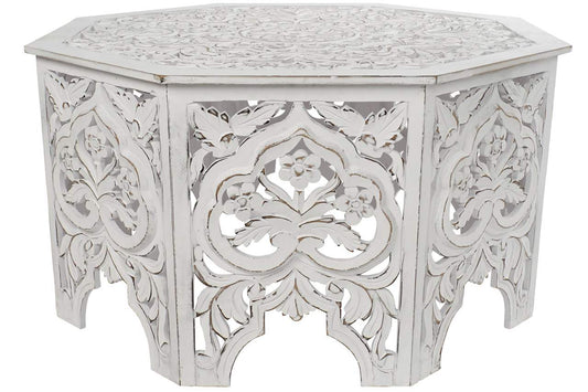 MESA CENTRO MDF 84X84X46 ENVEJECIDO BLANCO