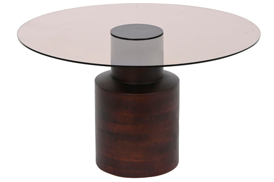 MESA CENTRO CRISTAL MANGO 80X80X40 MARRON OSCURO
