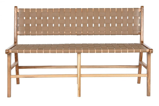 BANCO TECA PIEL 140X59X89 BEIGE