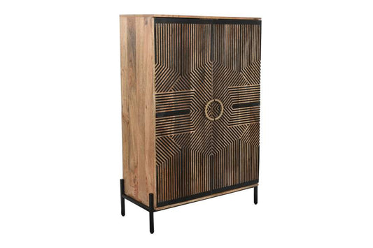 ARMARIO MADERA MANGO 85X38X134 TALLADO NEGRO