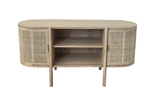 MUEBLE TV RUBBERWOOD RATAN 120X43,5X60 NATURAL