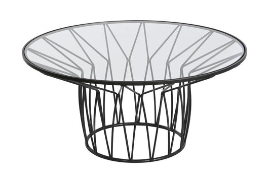 MESA CENTRO METAL CRISTAL 85X85X39 NEGRO