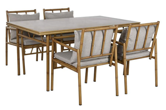 MESA COMEDOR SET 5 ALUMINIO POLIESTER 160X90X75