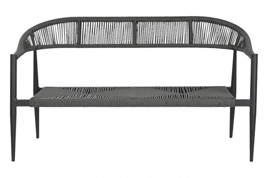 SOFA ALUMINIO RATAN 131X55X76 2 PLAZAS NEGRO