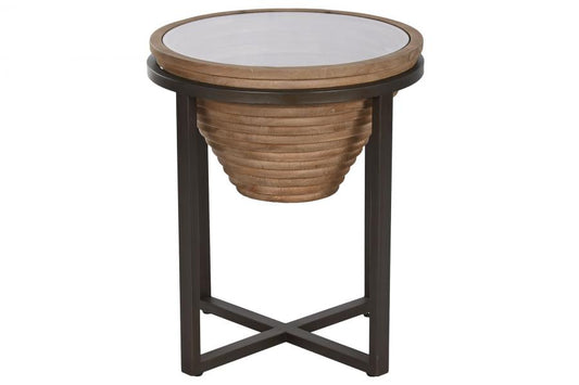 MESITA AUXILIAR ABETO CRISTAL 46X46X55,5 NATURAL