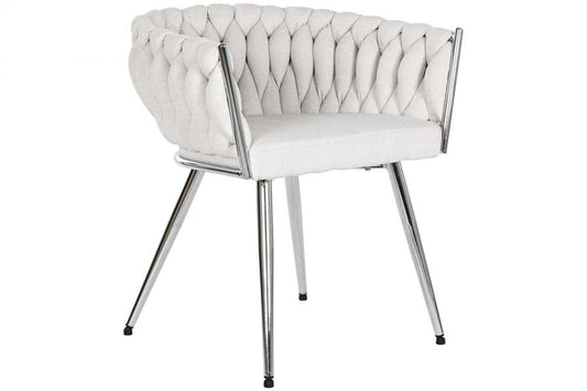 SILLA POLIESTER METAL 48X41,5X76 TRENZADA BEIGE