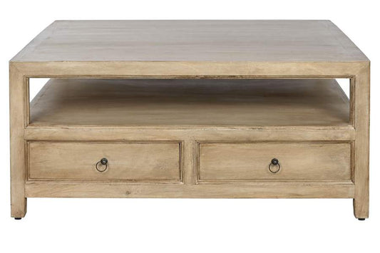MESA CENTRO MADERA MANGO 100X100X45 CAJONES