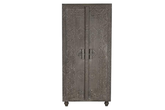 ARMARIO MADERA 85,5X47X180 TALLADO GRIS