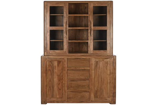 VITRINA ACACIA CRISTAL 140X45X180 MARRON