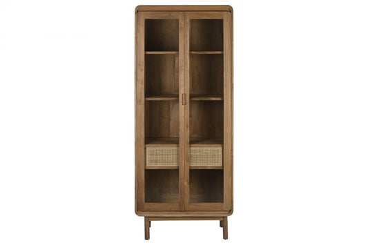 VITRINA TECA CRISTAL 80X45X190 NATURAL