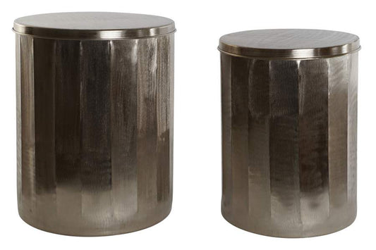 MESITA AUXILIAR SET 2 METAL 42X42X52 TAPA DORADO