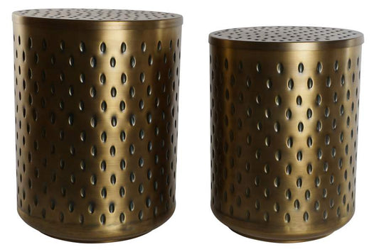 MESITA AUXILIAR SET 2 METAL 43X43X54 TAPA DORADO