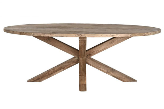 MESA COMEDOR TECA RECICLADA 220X120X78 OVALADA
