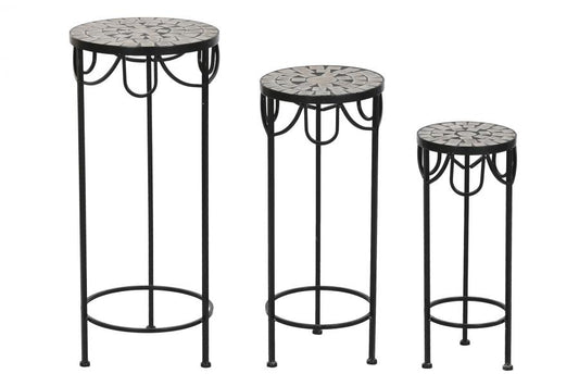 MESITA AUXILIAR SET 3 FORJA 30X30X69 MOSAICO