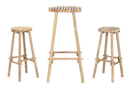 MESA BAR SET 3 BAMBU 50X50X105 2 TABURETES