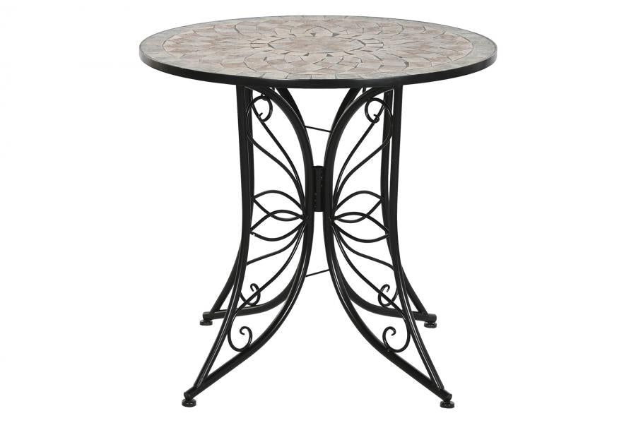 MESA REDONDA COMEDOR METAL CERAMICA 80X80X76 NEGRO