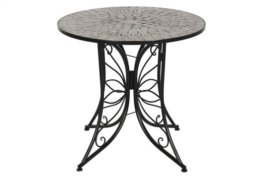 MESA REDONDA COMEDOR METAL CERAMICA 80X80X76 NEGRO
