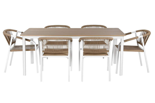 MESA COMEDOR SET 7 ALUMINIO 180X90X75 6 SILLAS