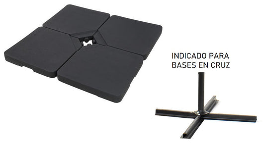 BASE PARASOL SET 4 PP 50X50X6,8 60/80kg NEGRO