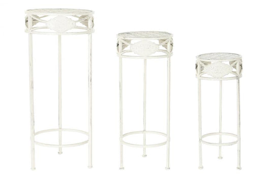 MESITA AUXILIAR SET 3 METAL 30,5X30,5X70 BLANCO