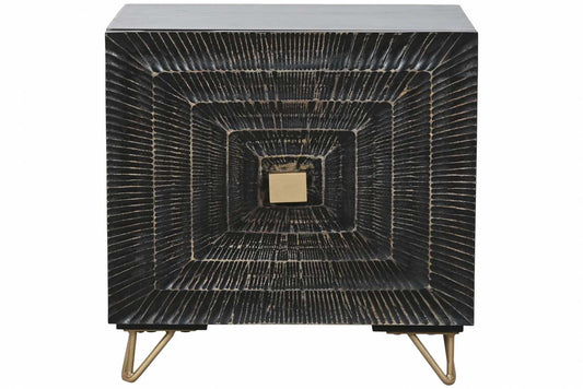 MESITA DE NOCHE MANGO METAL 50X40X50 MANDALA NEGRO
