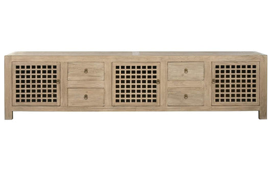 MUEBLE TV OLMO MACIZO 240X44X60 3 PUE 4 CAJ