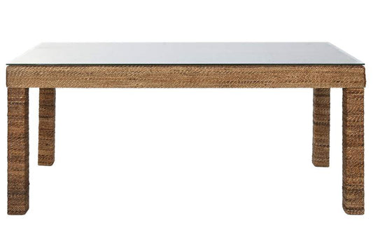 MESA COMEDOR FIBRA TECA 180X90X77 CRISTAL TEMPLADO