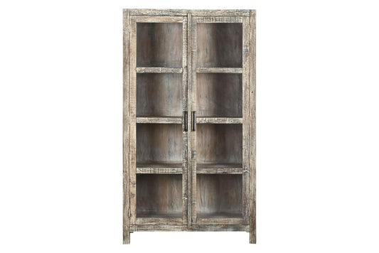 VITRINA MADERA RECICLADA 100X40X180 DECAPE BLANCO