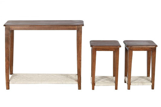 CONSOLA SET 3 MANGO ALGODON 95X40X81 2 MESITAS