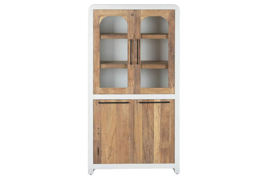 VITRINA MADERA RECICLADA 90X43X170 HORMIGON BLANCO