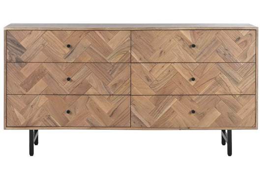 COMODA ACACIA METAL 150X40X76 MARRON CLARO