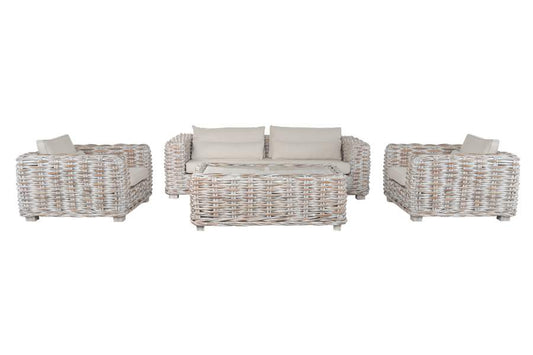 SOFA SET 4 RATAN 220X103X64 INCLUYE COJINES DECAPE