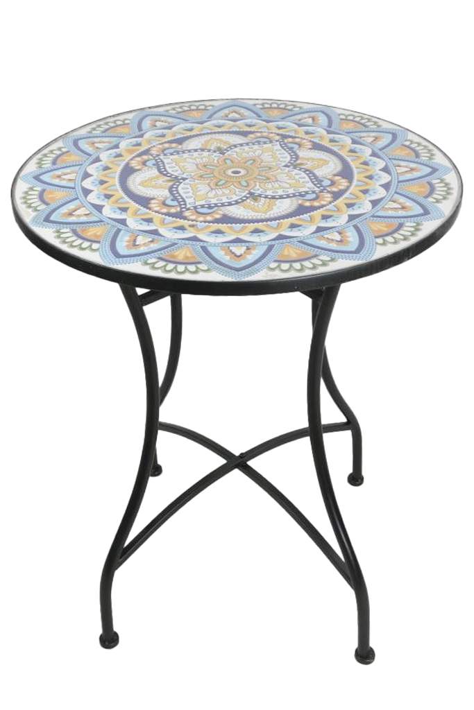 MESA METAL CERAMICA 60X60X72 MOSAICO MULTICOLOR