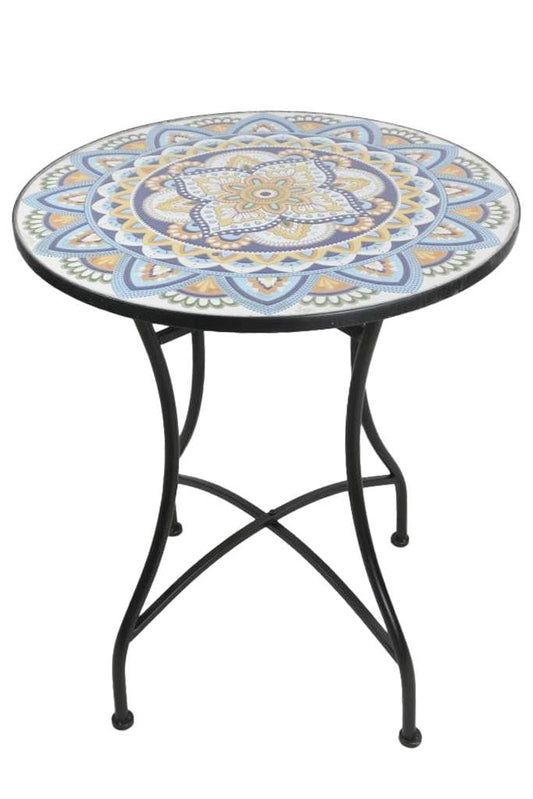 MESA METAL CERAMICA 60X60X72 MOSAICO MULTICOLOR