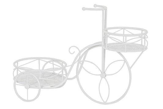 MACETERO HIERRO 60X26X40 HOJAS BLANCO