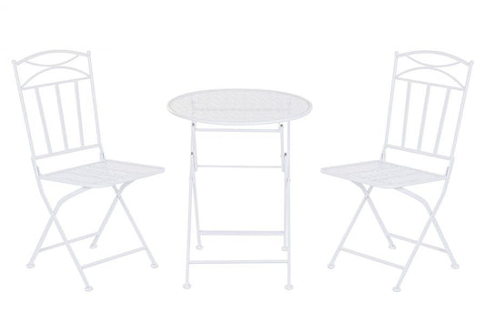 MESA SET 3 HIERRO 60X60X70 HOJAS BLANCO