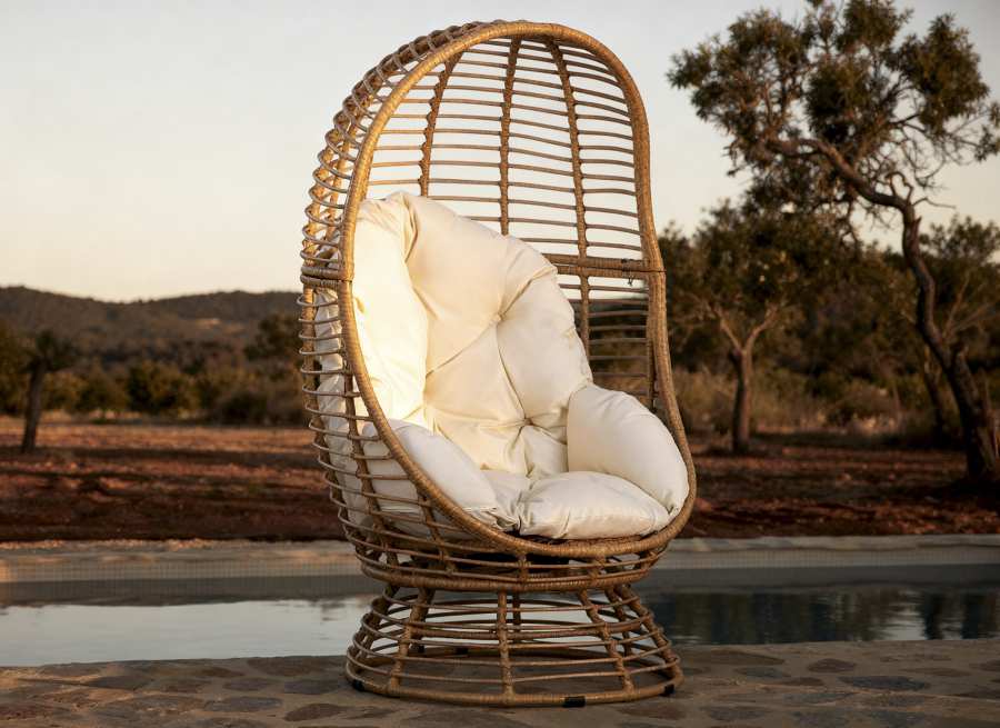 SILLON RATAN SINTETICO HIERRO 83X73X143 GIRATORIO