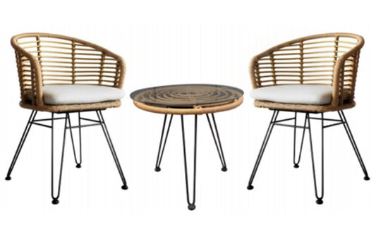 MESA SET 3 RATAN SINTETICO 56X59X76 CON COJIN