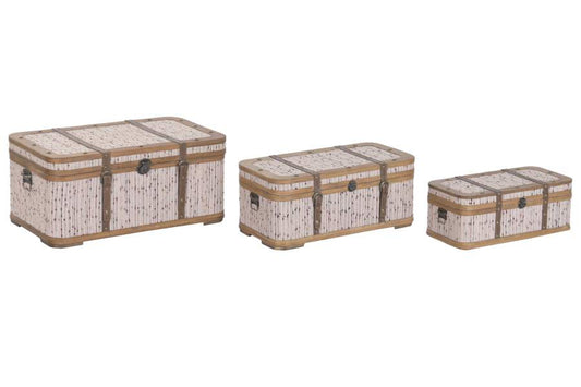 BAUL SET 3 MADERA POLIESTER 70X40X31 MULTICOLOR