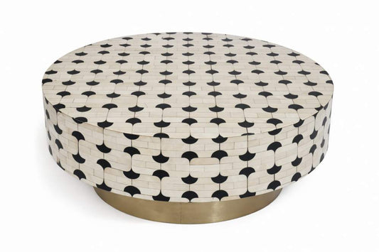 MESA CENTRO HUESO 100X100X42 TARACEA BICOLOR