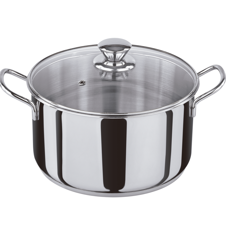 OLLA INOX CON TAPA CRISTAL 22CM