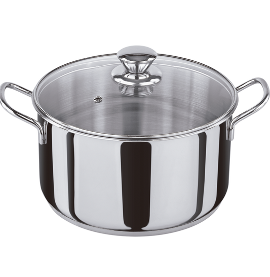 OLLA INOX CON TAPA CRISTAL 22CM