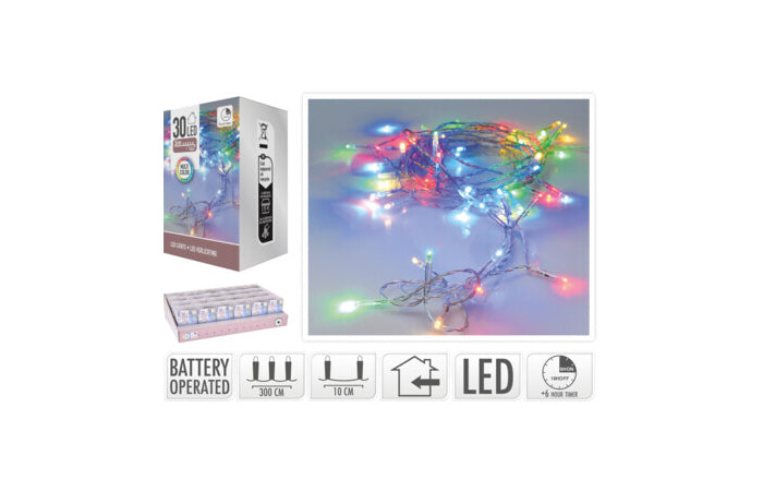 LUCES LED XMAS 30 PIEZAS CON TEMPORIZADOR