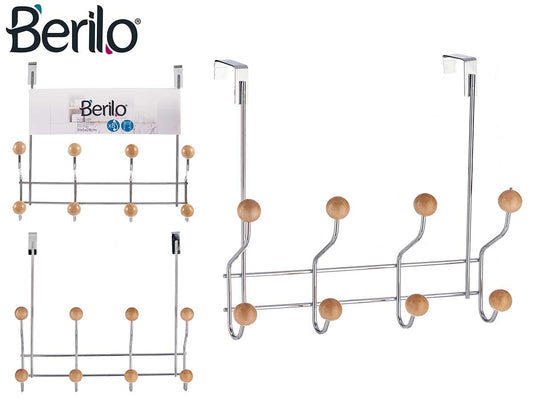 PERCHA PUERTA 8 GANCHOS MADERA