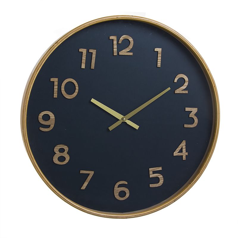 RELOJ PARED 50CM MADERA NEGRO