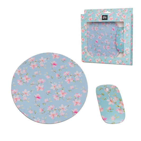 SET RATON INALAMBRICO CON ALFOMBRILLA FLORES
