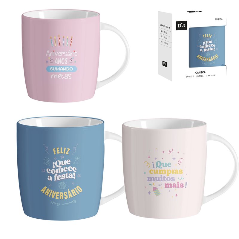 JUEGO 3 MUG 350ML CUMPLEAÑOS PORTUGUES